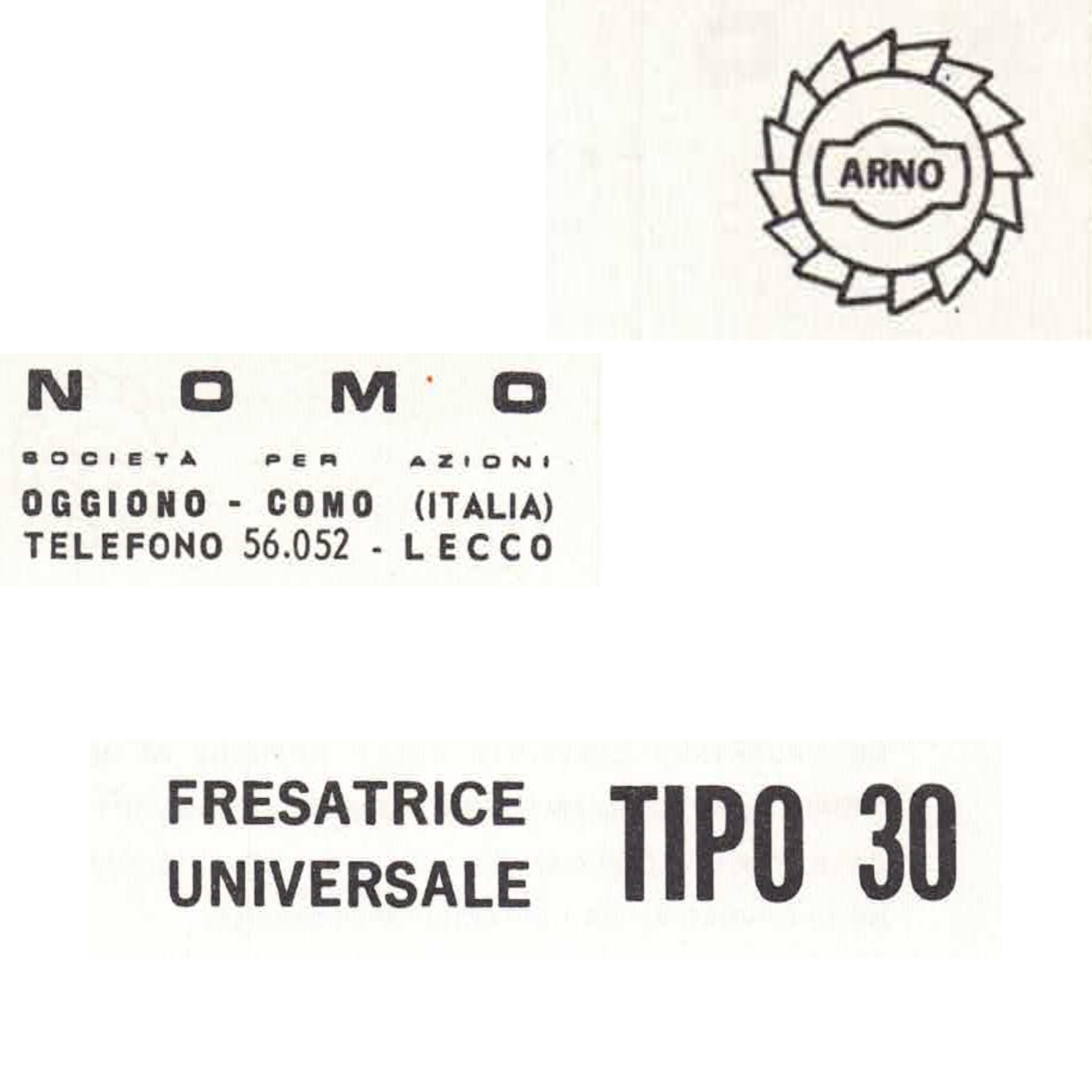 Manuale Fresatrice NOMO ARNO tipo 30