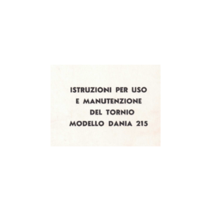 Manuale tornio grazioli dania 215