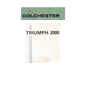 Manuale Tornio Parallelo COLCHESTER triumph 2000