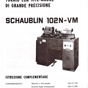 Manuale Tornio Schaublin 102N-VM