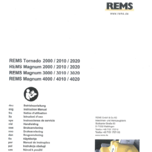 Manuale Filettatrice REMS Tornado 2000-2010-2020 / Magnum 2000-2010-2020-3000-3010-3020-4000-4010-4020