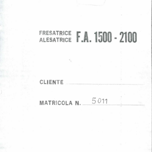Manuale Fresatrice Alesatrice Nomo F.A. 1500-2100
