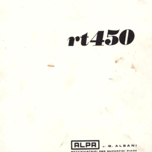 Manuale Rettificatrice per superfici piane Alpa RT45