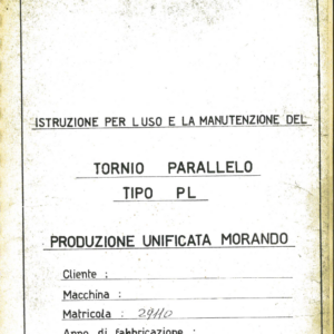 Manuale Tornio parallelo Morando Tipo PL