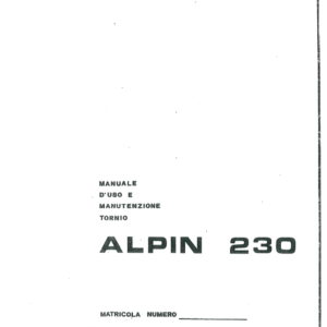 Manuale Tornio Omap Alpin 230