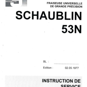 Manuale Fresatrice Schaublin 53 N